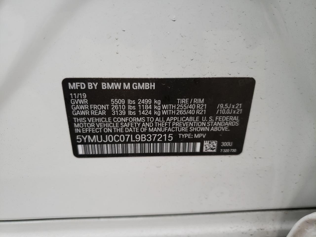 Photo 10 from auction – 2020 BMW X4 M COMPE with VIN 5YMUJ0C07L9B37215