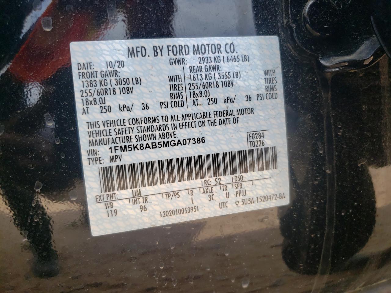 Photo 10 from auction – 2021 FORD EXPLORER P with VIN 1FM5K8AB5MGA07386