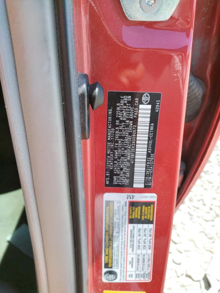Photo 10 from auction – 2010 TOYOTA CAMRY BASE with VIN 4T1BF3EK2AU080670