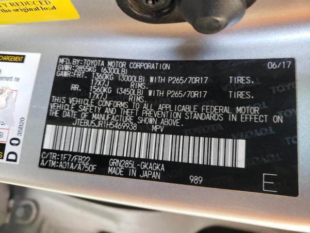 Photo 10 from auction – 2017 TOYOTA 4RUNNER SR with VIN JTEBU5JR1H5469938