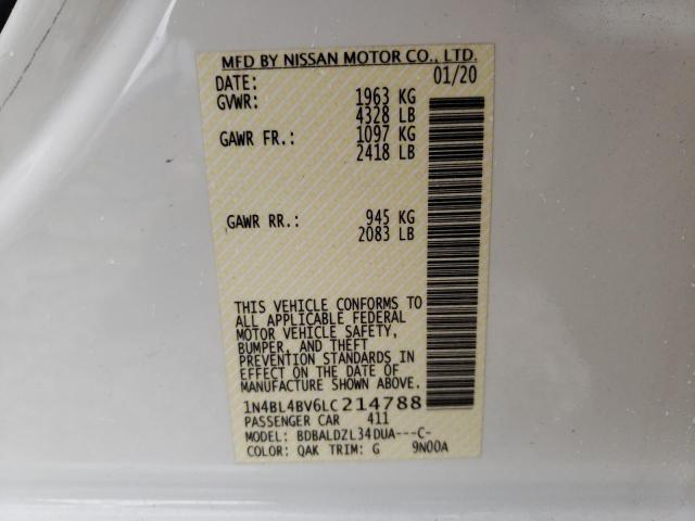 Photo 10 from auction – 2020 NISSAN ALTIMA S with VIN 1N4BL4BV6LC214788