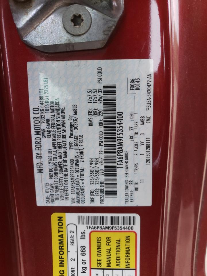Photo 10 from auction – 2015 FORD MUSTANG with VIN 1FA6P8AM9F5354400