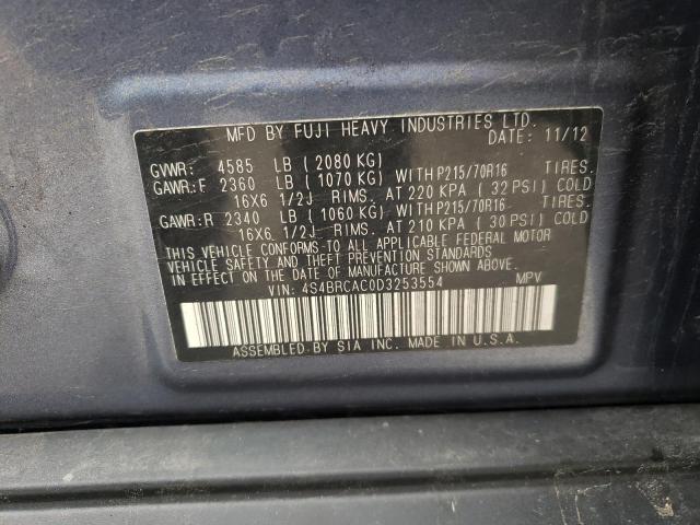 Photo 10 from auction – 2013 SUBARU OUTBACK with VIN 4S4BRCAC0D3253554