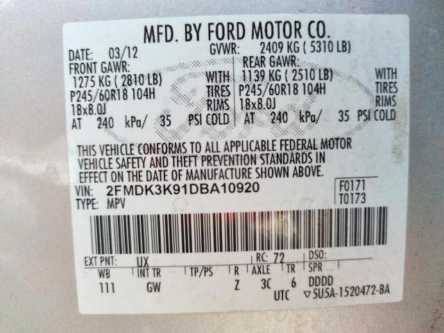 Photo 10 from auction – 2013 FORD EDGE LIMIT with VIN 2FMDK3K91DBA10920