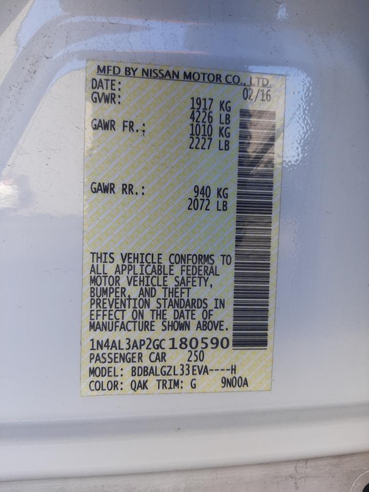 Photo 10 from auction – 2016 NISSAN ALTIMA 2.5 with VIN 1N4AL3AP2GC180590