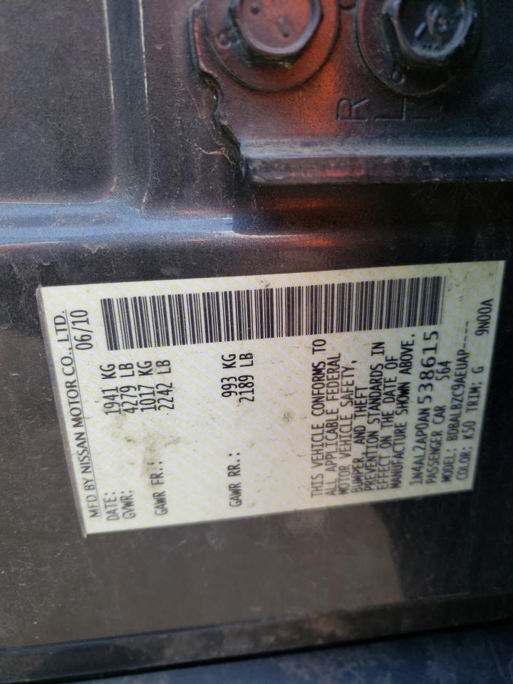 Photo 10 from auction – 2010 NISSAN ALTIMA BAS with VIN 1N4AL2AP0AN538615