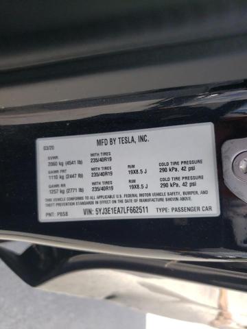 Photo 10 from auction – 2020 TESLA MODEL 3 with VIN 5YJ3E1EA7LF662511