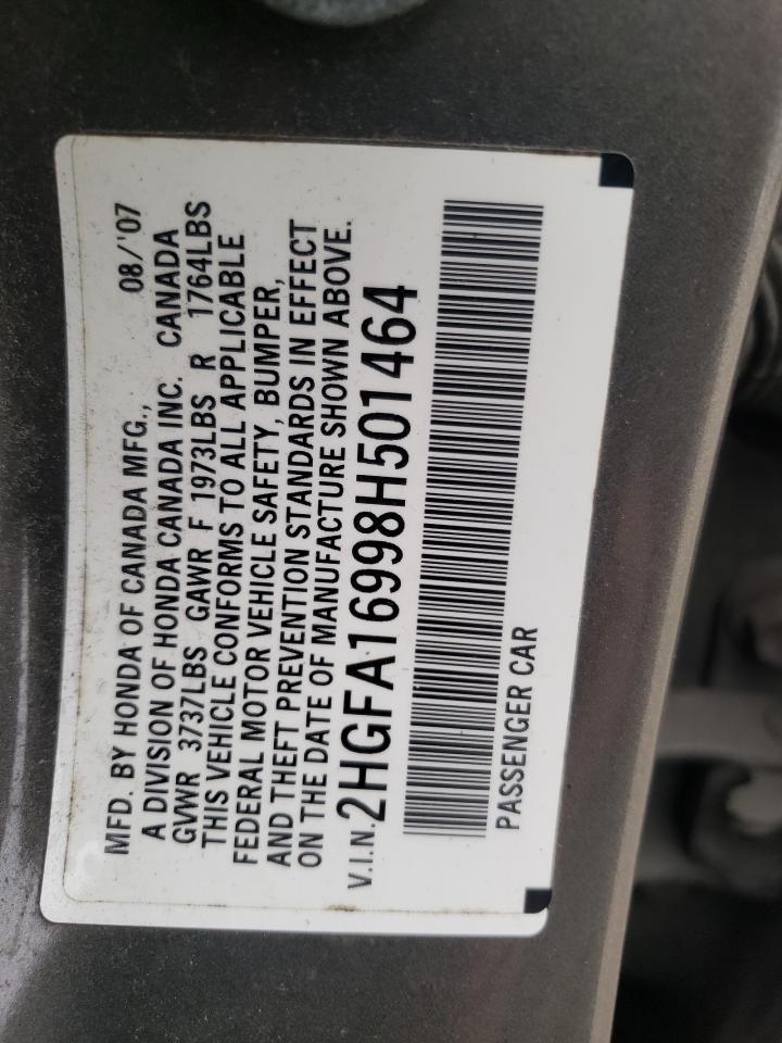 Photo 10 from auction – 2008 HONDA CIVIC EXL with VIN 2HGFA16998H501464