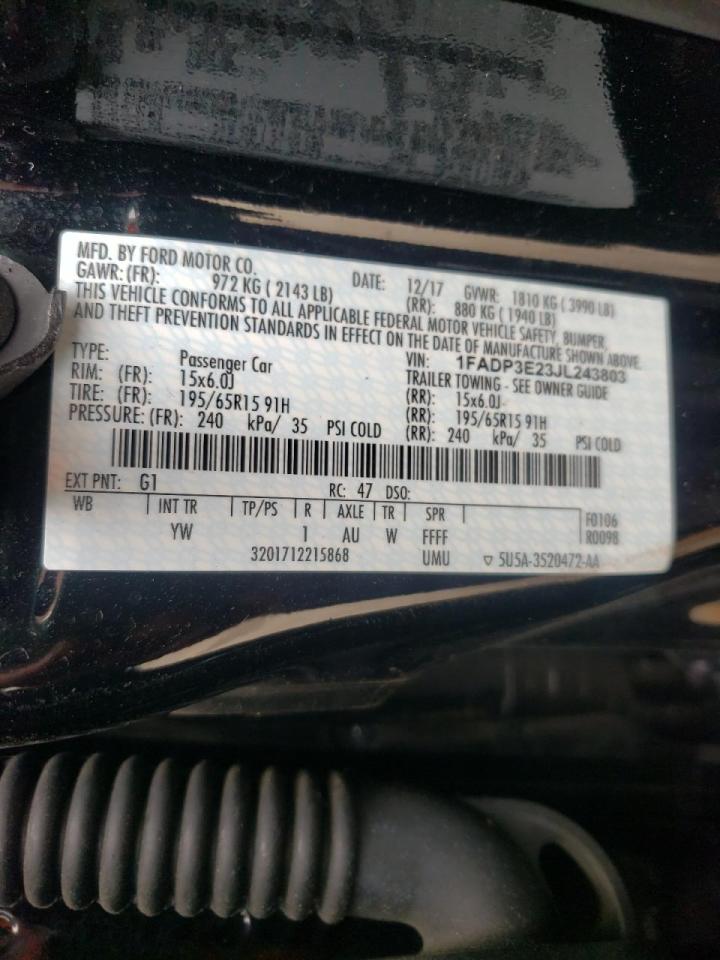Photo 10 from auction – 2018 FORD FOCUS S with VIN 1FADP3E23JL243803