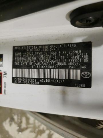Photo 10 from auction – 2009 TOYOTA CAMRY BASE with VIN 4T1BE46K69U857600