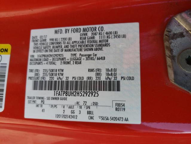 Photo 10 from auction – 2017 FORD MUSTANG with VIN 1FATP8UH2H5292925