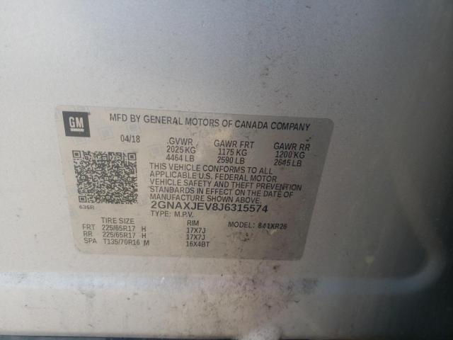 Photo 10 from auction – 2018 CHEVROLET EQUINOX LT with VIN 2GNAXJEV8J6315574