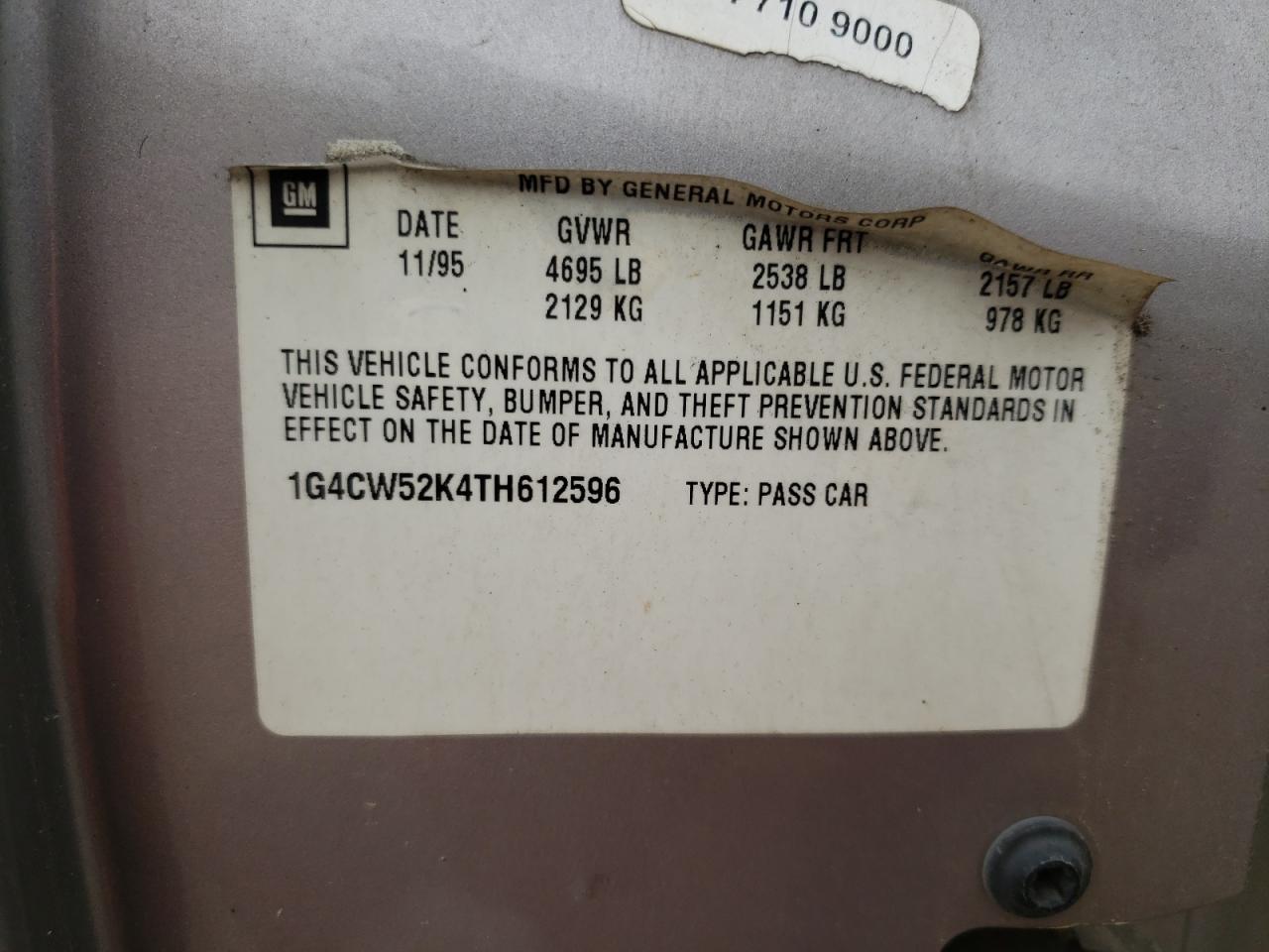 Photo 10 from auction – 1996 BUICK PARK AVENU with VIN 1G4CW52K4TH612596