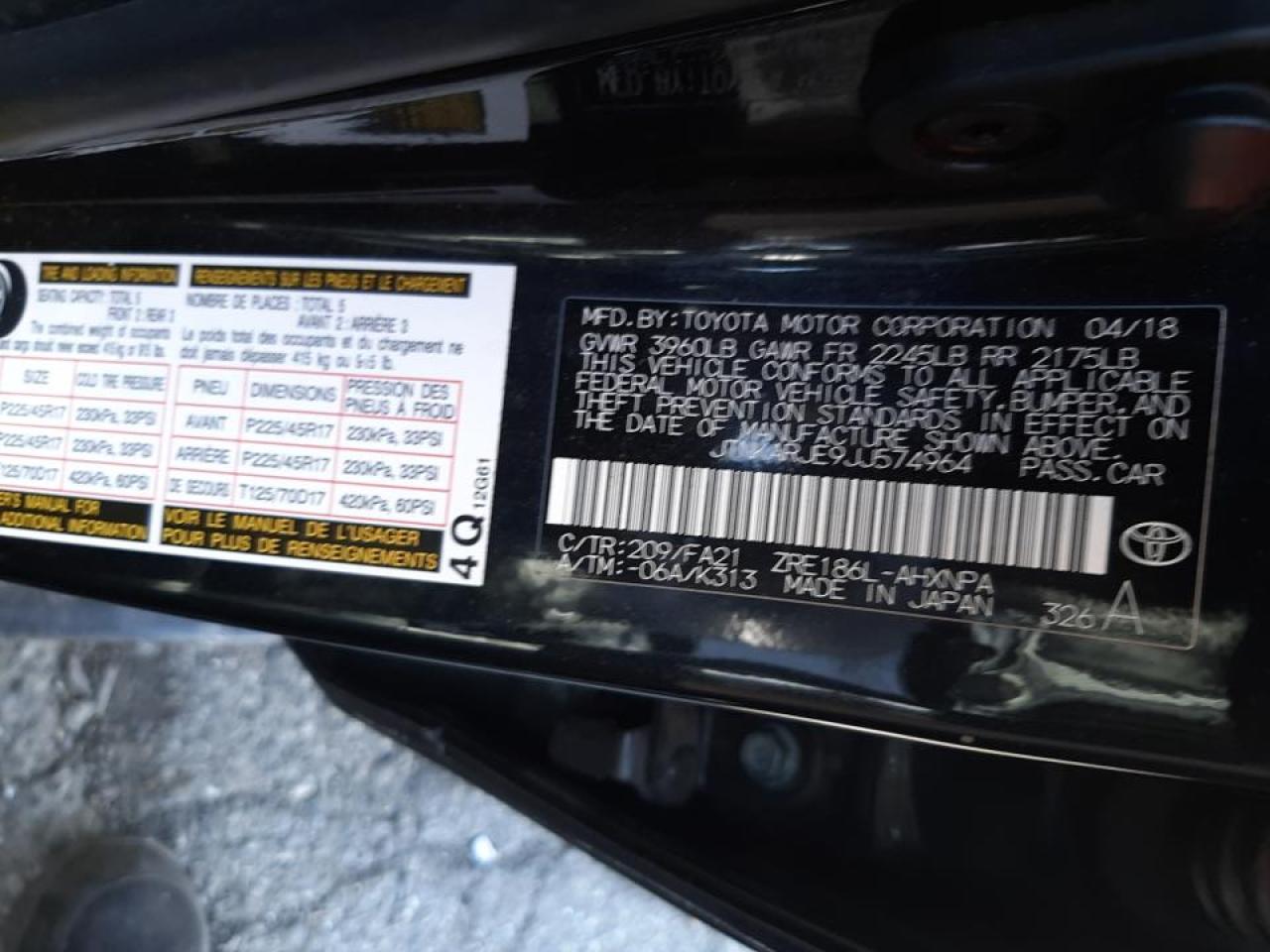 Photo 10 from auction – 2018 TOYOTA COROLLA IM with VIN JTNKARJE9JJ574964