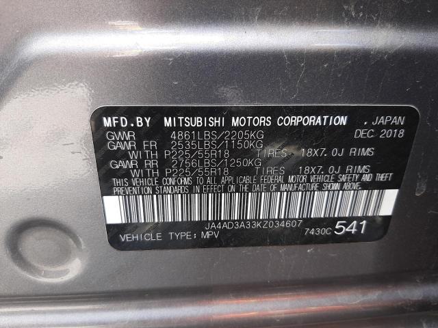 Photo 10 from auction – 2019 MITSUBISHI OUTLANDER with VIN JA4AD3A33KZ034607