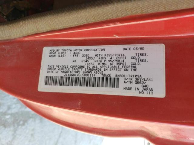 Photo 10 from auction – 1990 TOYOTA PICKUP 1/2 with VIN JT4RN81R6L5081114