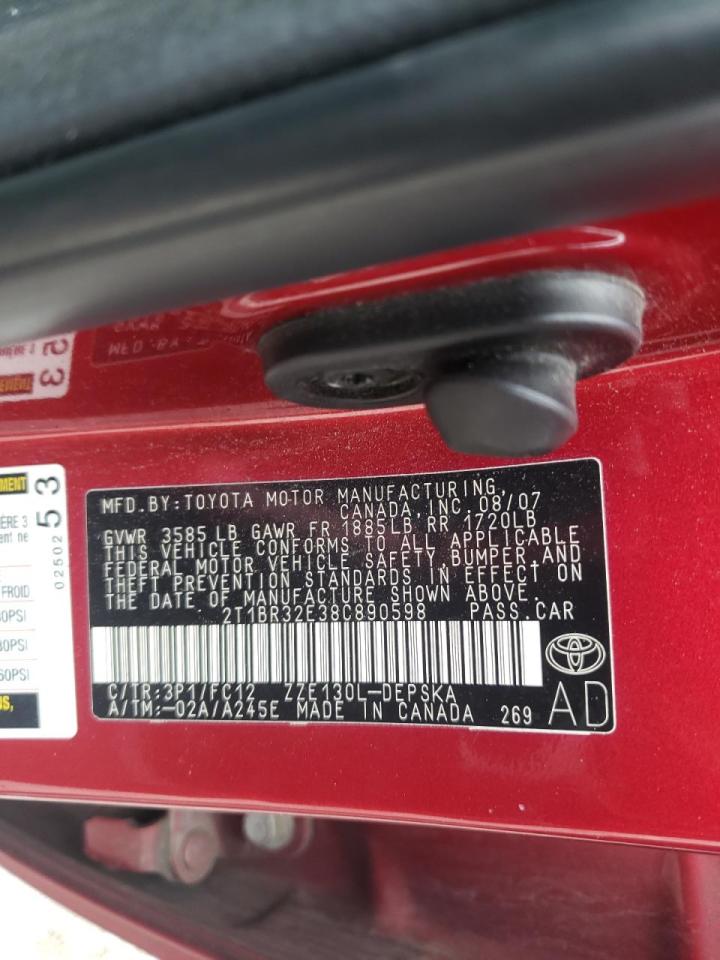 Photo 10 from auction – 2008 TOYOTA COROLLA CE with VIN 2T1BR32E38C890598