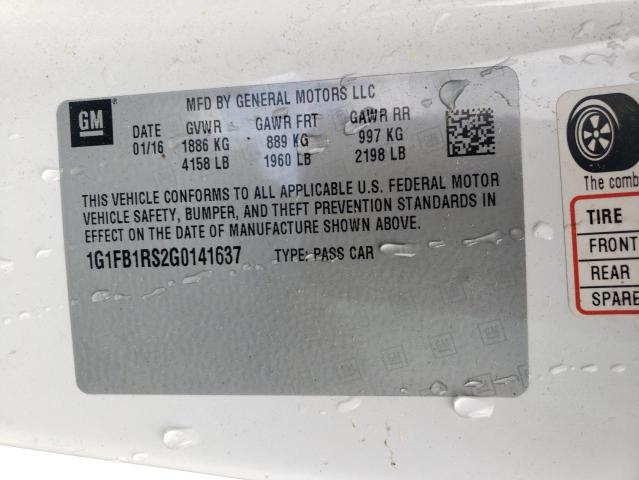 Photo 10 from auction – 2016 CHEVROLET CAMARO LT with VIN 1G1FB1RS2G0141637