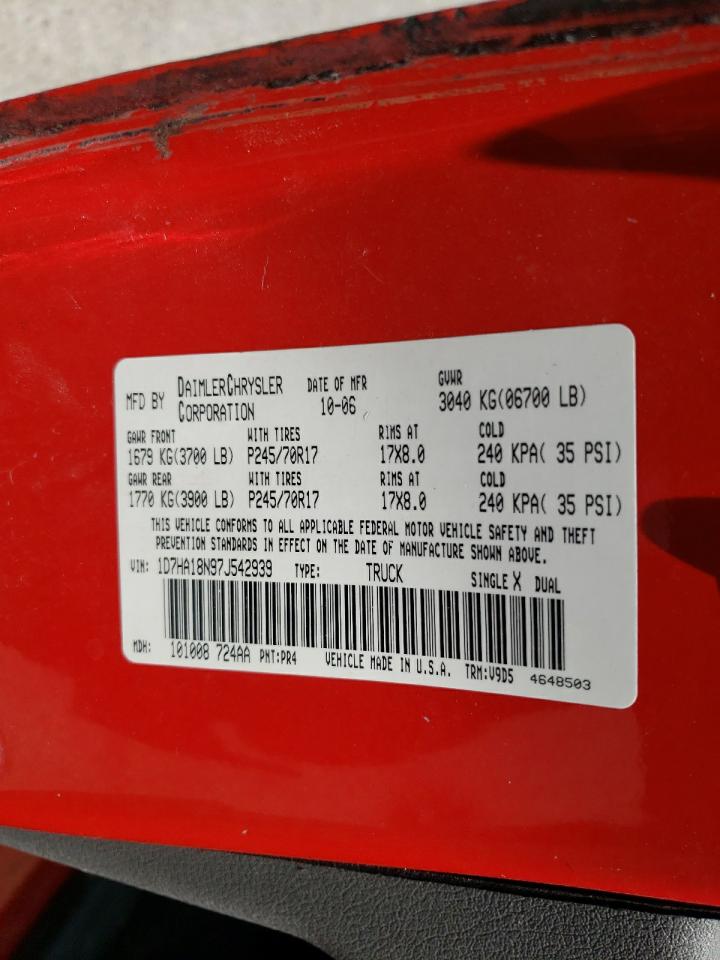 Photo 10 from auction – 2007 DODGE RAM 1500 S with VIN 1D7HA18N97J542939