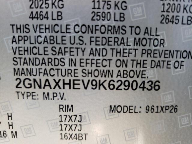 Photo 10 from auction – 2019 CHEVROLET EQUINOX LS with VIN 2GNAXHEV9K6290436