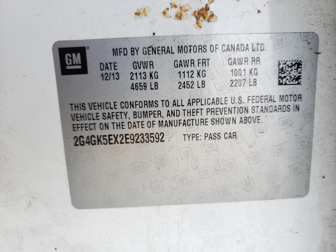 Photo 10 from auction – 2014 BUICK REGAL with VIN 2G4GK5EX2E9233592