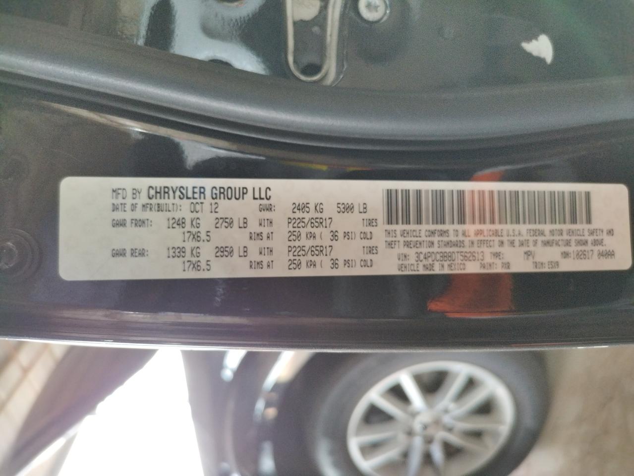 Photo 10 from auction – 2013 DODGE JOURNEY SX with VIN 3C4PDCBB8DT562613