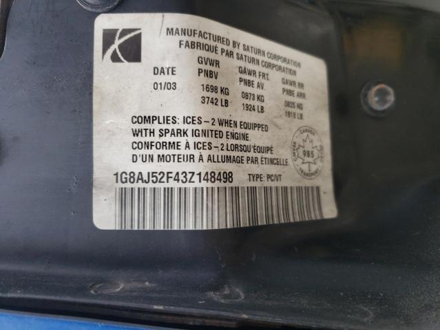 Photo 10 from auction – 2003 SATURN ION LEVEL with VIN 1G8AJ52F43Z148498