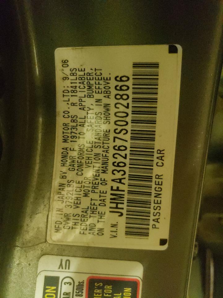 Photo 10 from auction – 2007 HONDA CIVIC HYBR with VIN JHMFA36267S002866