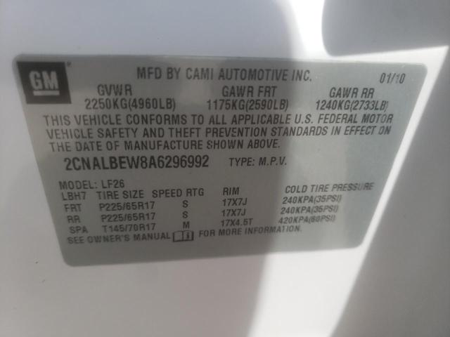 Photo 10 from auction – 2010 CHEVROLET EQUINOX LS with VIN 2CNALBEW8A6296992