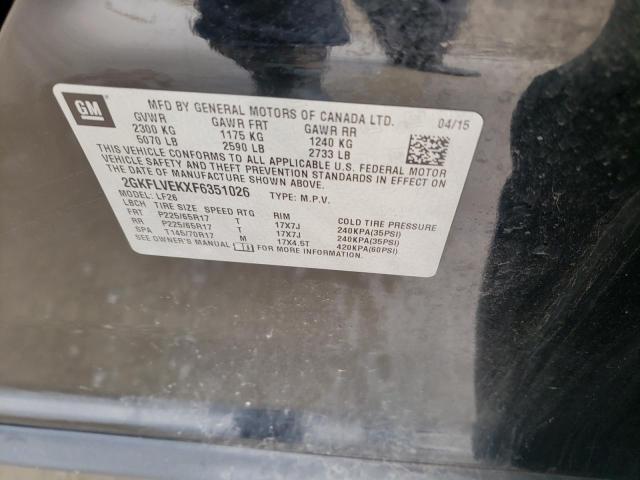 Photo 10 from auction – 2015 GMC TERRAIN SL with VIN 2GKFLVEKXF6351026