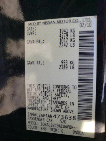 Photo 10 from auction – 2010 NISSAN ALTIMA BAS with VIN 1N4AL2AP4AN473638