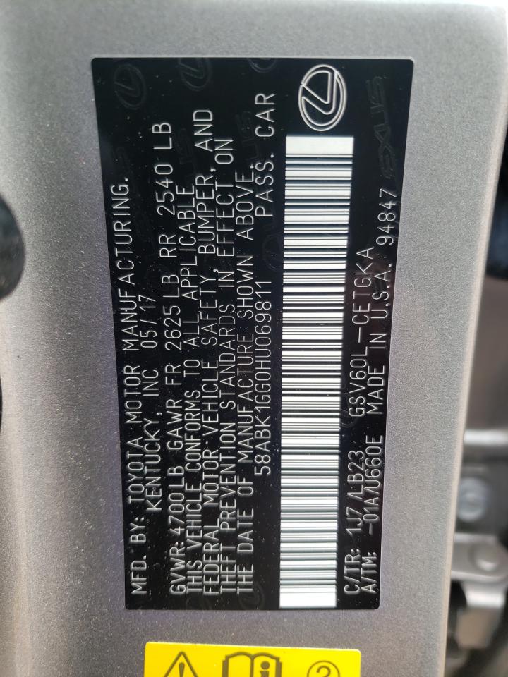 Photo 10 from auction – 2017 LEXUS ES 350 with VIN 58ABK1GG0HU069811