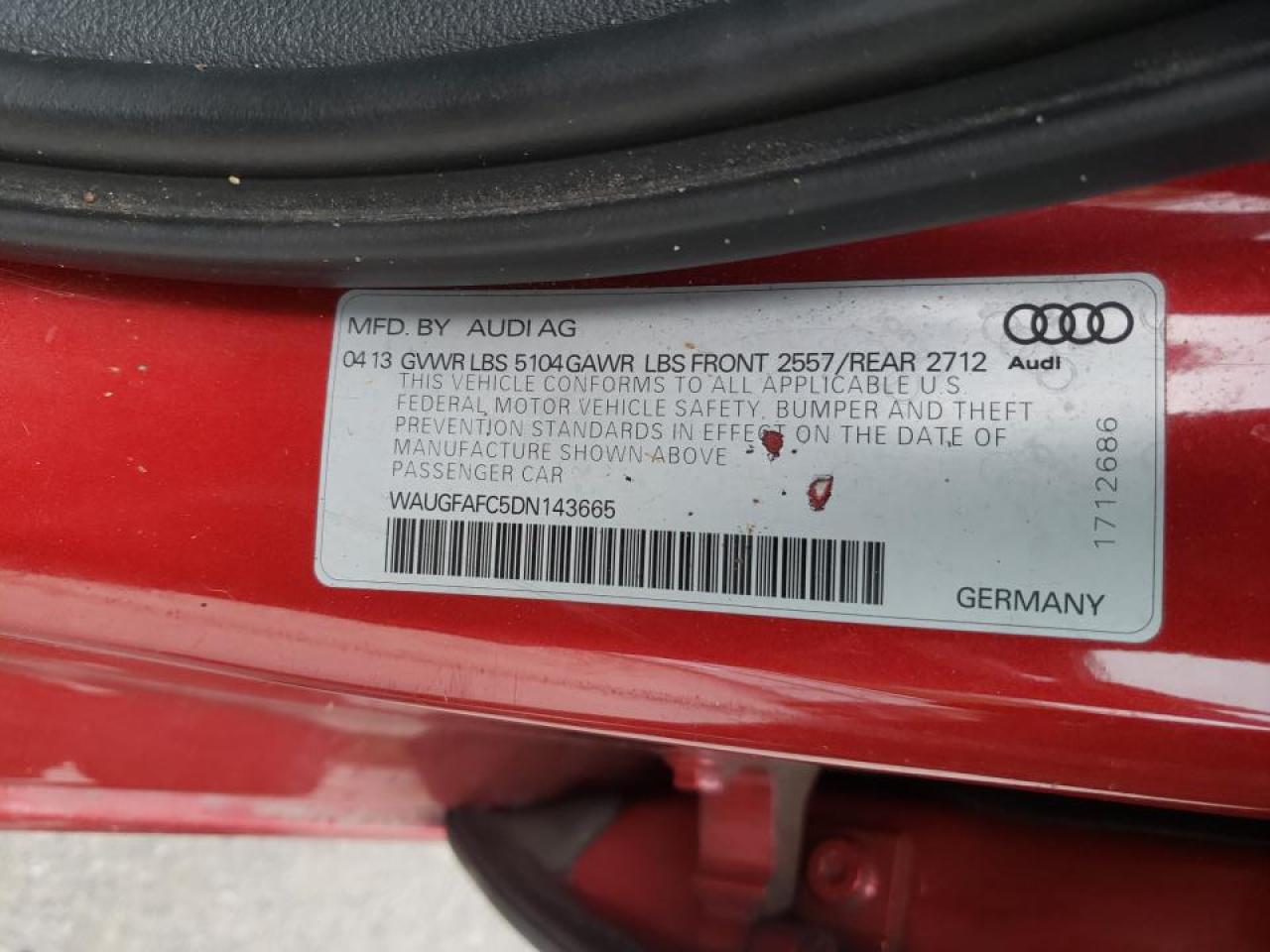 Photo 10 from auction – 2013 AUDI A6 PREMIUM with VIN WAUGFAFC5DN143665