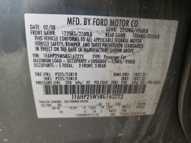 Photo 10 from auction – 2008 FORD TAURUS LIM with VIN 1FAHP25W58G162223