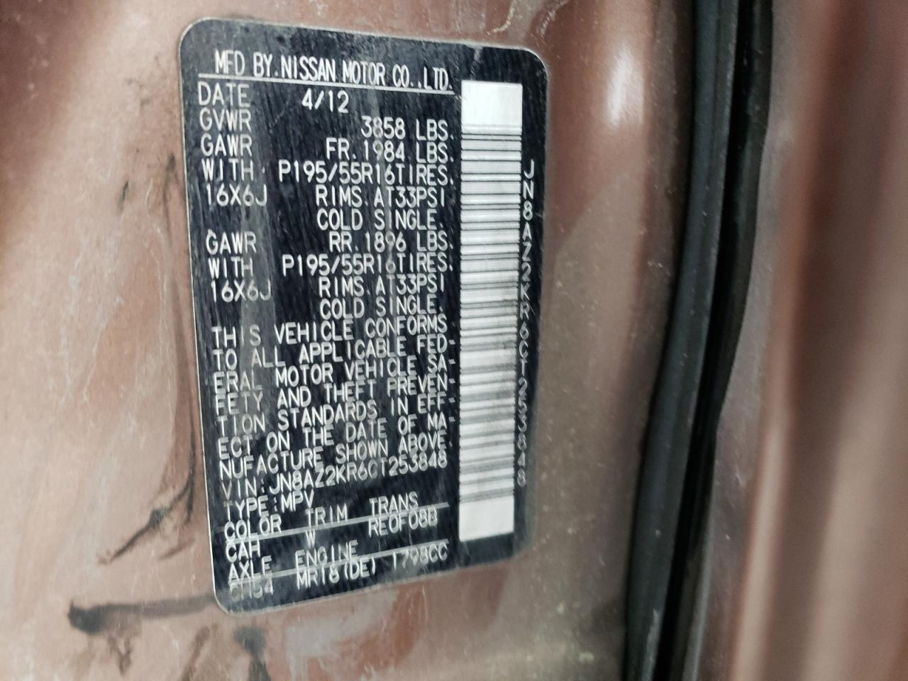 Photo 10 from auction – 2012 NISSAN CUBE BASE with VIN JN8AZ2KR6CT253848