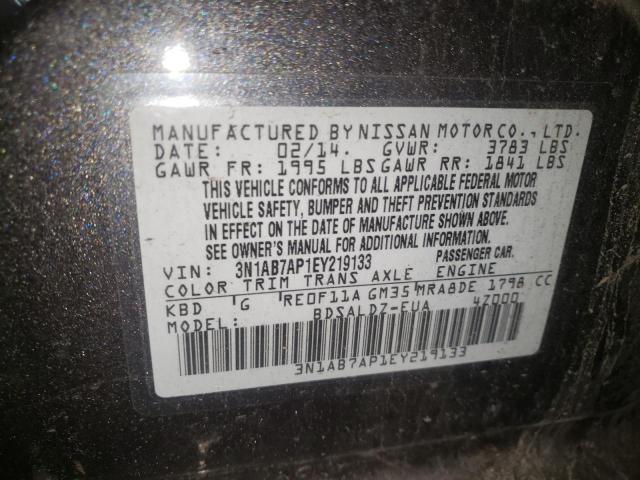 Photo 10 from auction – 2014 NISSAN SENTRA S with VIN 3N1AB7AP1EY219133