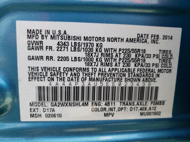Photo 10 from auction – 2014 MITSUBISHI OUTLANDER with VIN 4A4AP3AU5EE023439