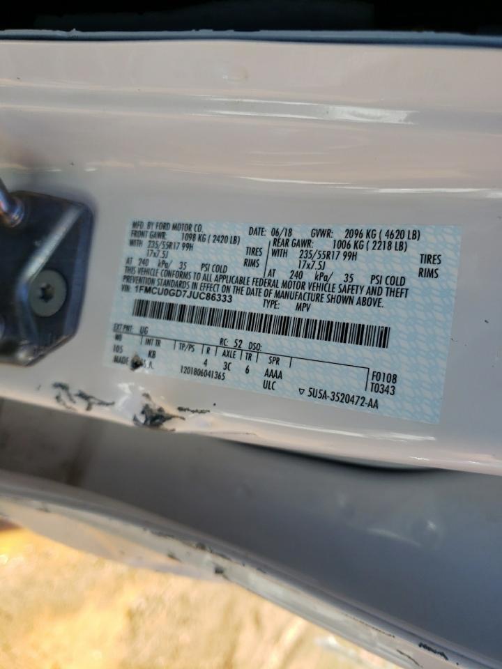 Photo 10 from auction – 2018 FORD ESCAPE SE with VIN 1FMCU0GD7JUC86333
