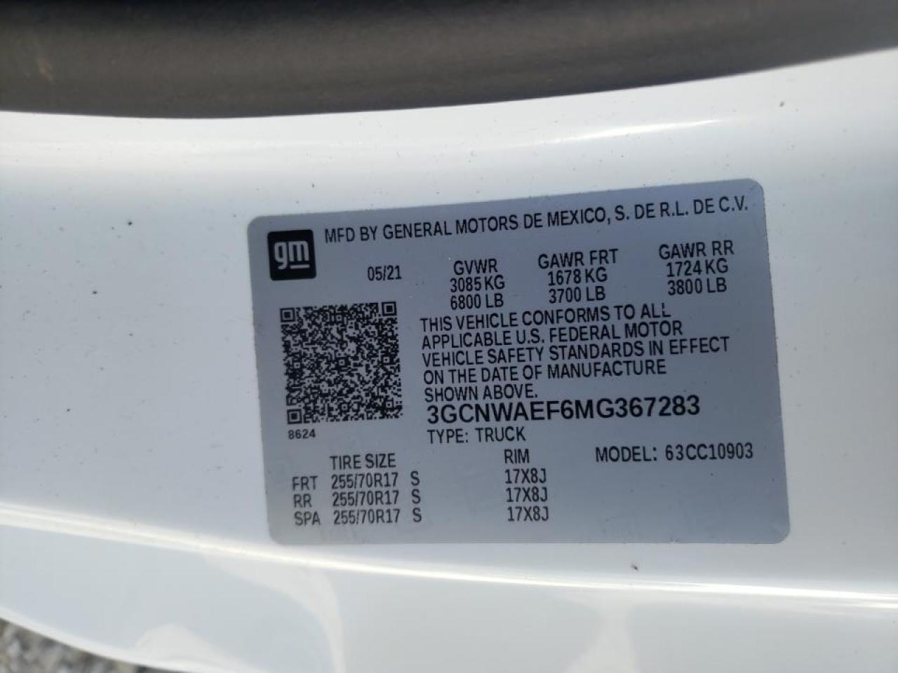 Photo 10 from auction – 2021 CHEVROLET SILVERADO with VIN 3GCNWAEF6MG367283