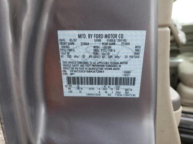 Photo 10 from auction – 2008 FORD ESCAPE XLT with VIN 1FMCU03158KA72961