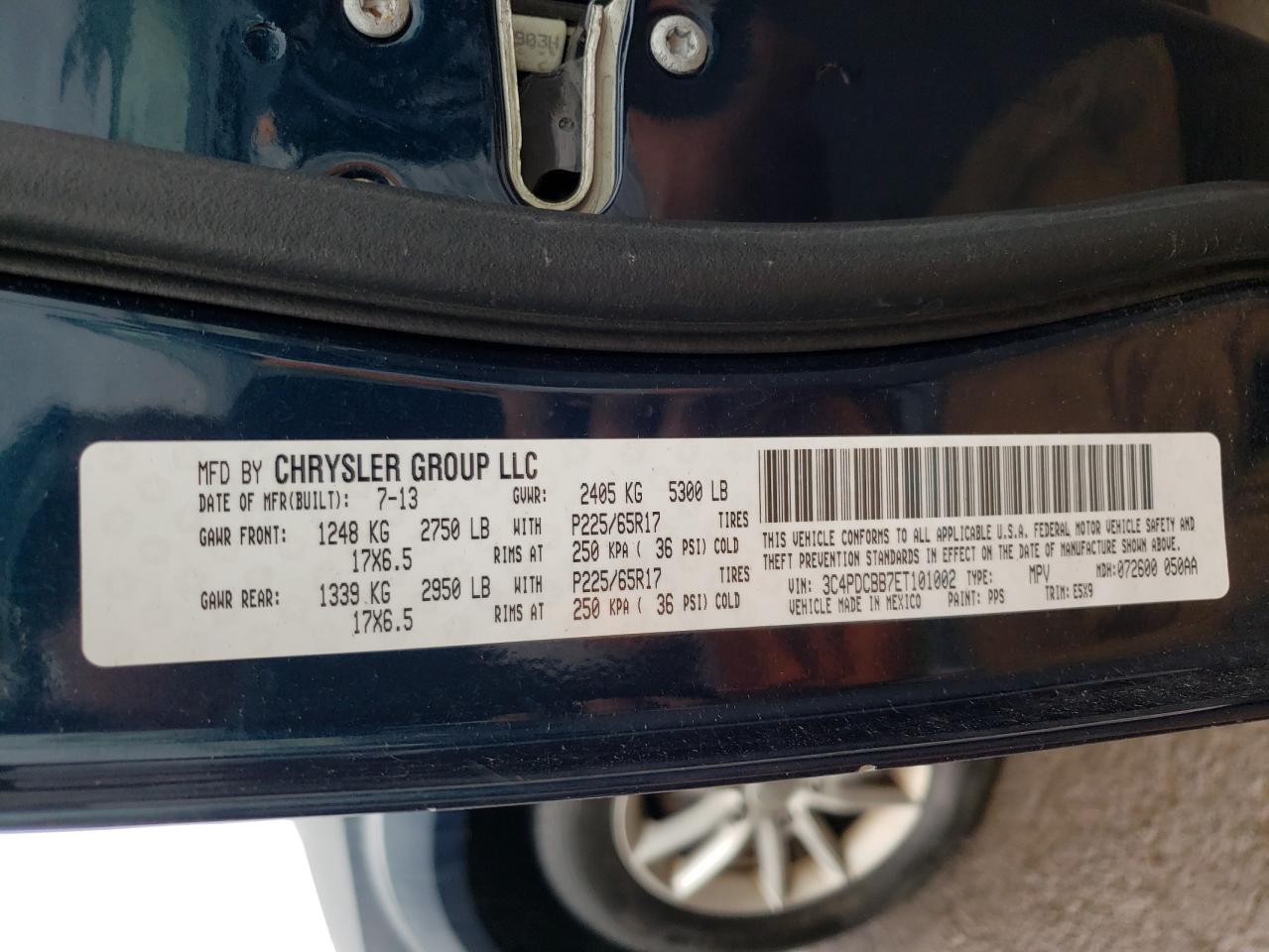 Photo 10 from auction – 2014 DODGE JOURNEY SX with VIN 3C4PDCBB7ET101002
