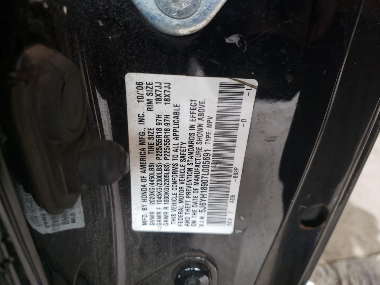 Photo 10 from auction – 2007 HONDA ELEMENT SC with VIN 5J6YH18907L005691