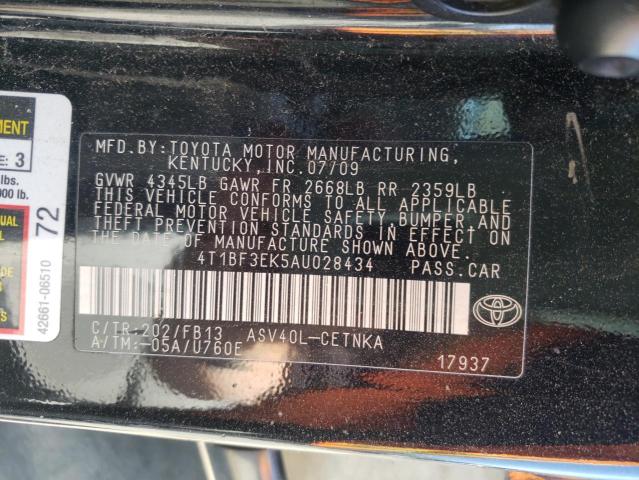 Photo 10 from auction – 2010 TOYOTA CAMRY BASE with VIN 4T1BF3EK5AU028434