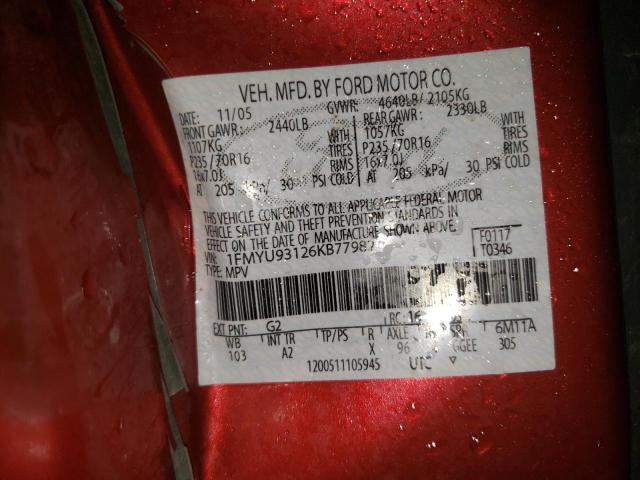 Photo 10 from auction – 2006 FORD ESCAPE with VIN 1FMYU93126KB77982