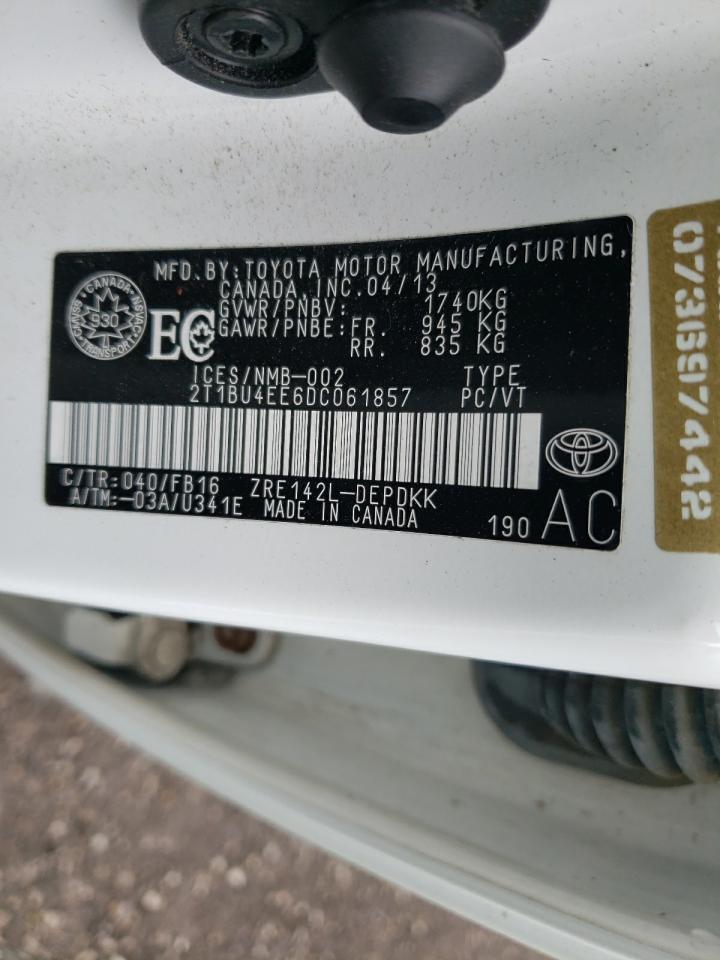 Photo 10 from auction – 2013 TOYOTA COROLLA BA with VIN 2T1BU4EE6DC061857