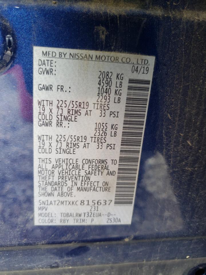 Photo 10 from auction – 2019 NISSAN ROGUE S with VIN 5N1AT2MTXKC815637