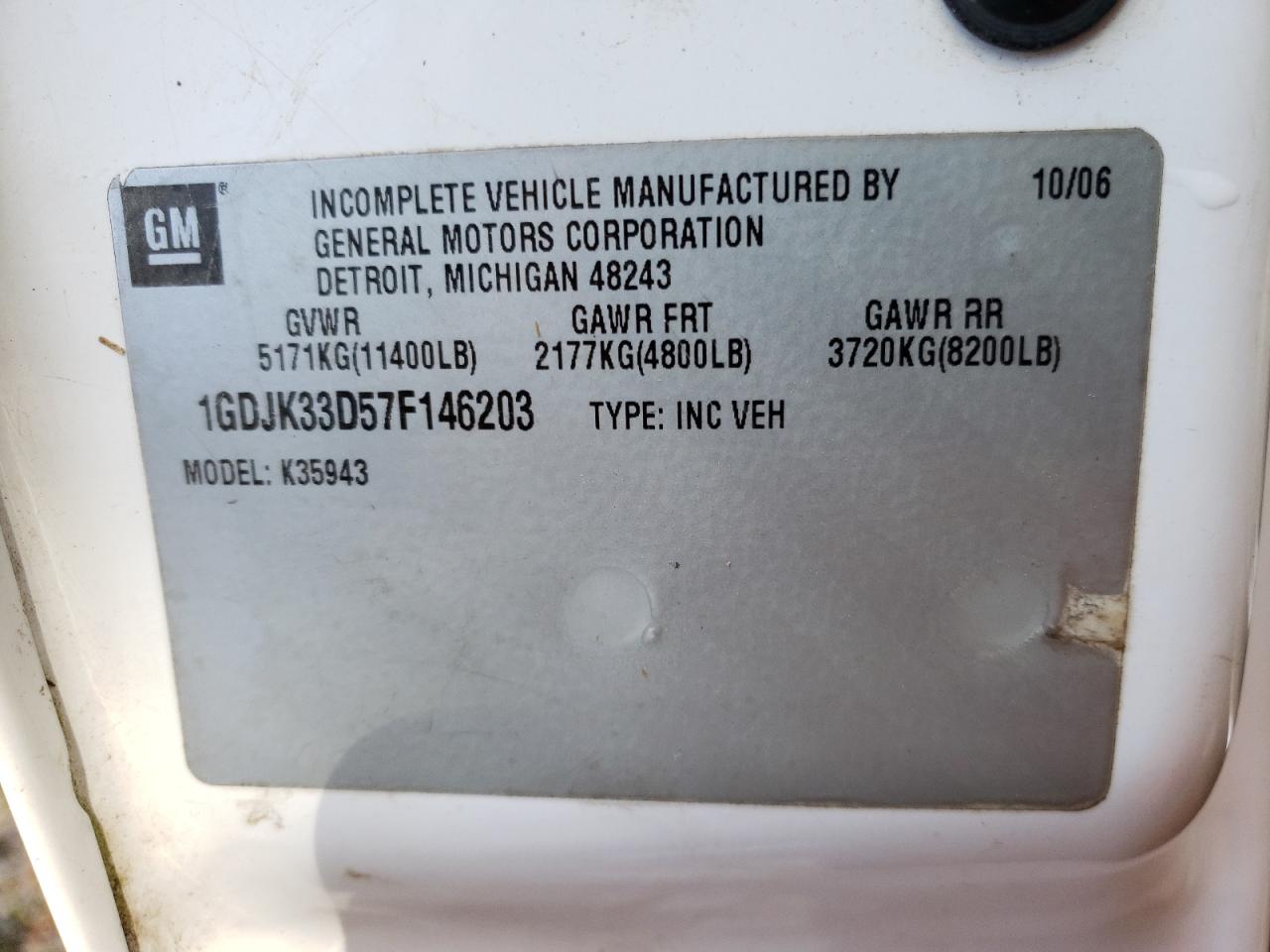 Photo 10 from auction – 2007 GMC 3500 with VIN 1GDJK33D57F146203