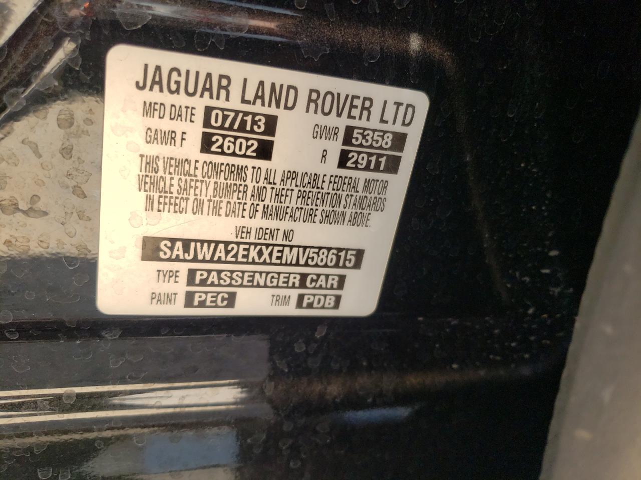 Photo 10 from auction – 2014 JAGUAR XJR with VIN SAJWA2EKXEMV58615