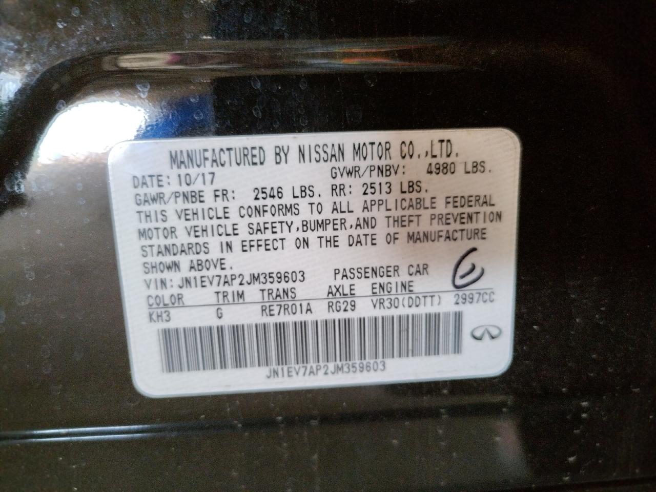 Photo 10 from auction – 2018 INFINITI Q50 LUXE with VIN JN1EV7AP2JM359603