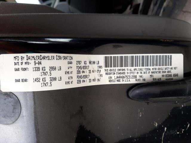 Photo 10 from auction – 2005 JEEP GRAND CHER with VIN 1J4HR48N75C512998